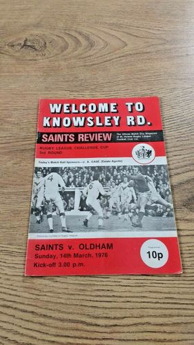 St Helens v Oldham Mar 1976 Challenge Cup Rugby League Programme