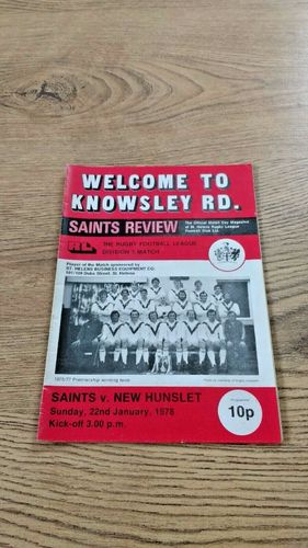 St Helens v New Hunslet Jan 1978 Rugby League Programme