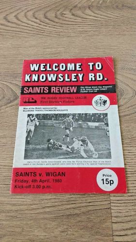 St Helens v Wigan Apr 1980 Rugby League Programme