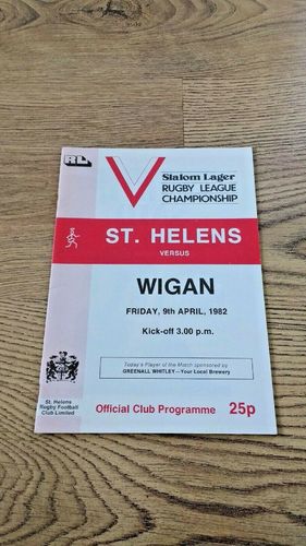 St Helens v Wigan Apr 1982 Rugby League Programme