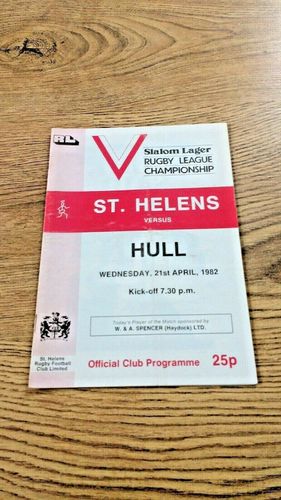 St Helens v Hull Apr 1982 Rugby League Programme