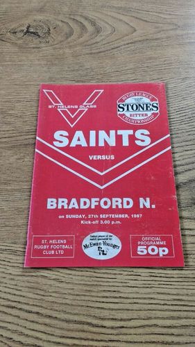 St Helens v Bradford Northern Sept 1987 Rugby League Programme