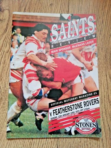 St Helens v Featherstone Rovers Jan 1992 Rugby League Programme