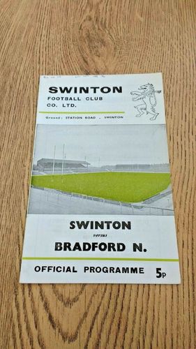 Swinton v Bradford Northern Feb 1974 Challenge Cup Rugby League Programme