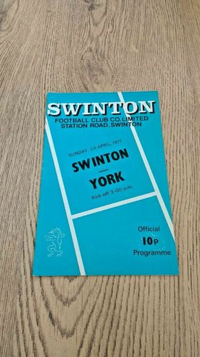 Swinton v York Apr 1977 Rugby League Programme