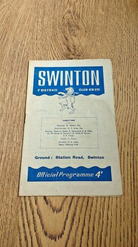 Swinton v Featherstone Rovers Sept 1964 Rugby League Programme