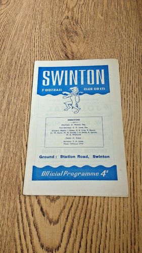 Swinton v Hull KR Oct 1965 Rugby League Programme