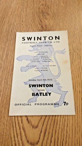 Swinton v Batley Apr 1975 Rugby League Programme