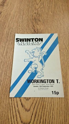 Swinton v Workington Town Sept 1979 JP Trophy Rugby League Programme