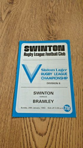 Swinton v Bramley Jan 1982 Rugby League Programme