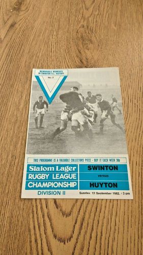 Swinton v Huyton Sept 1982 Rugby League Programme