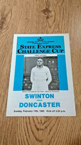 Swinton v Doncaster Feb 1983 Challenge Cup Rugby League Programme