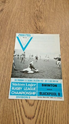 Swinton v Blackpool Borough Mar 1983 Rugby League Programme
