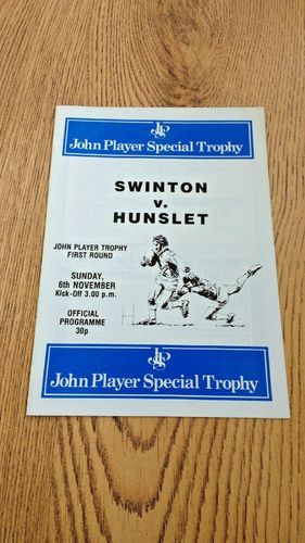 Swinton v Hunslet Nov 1983 JP Trophy Rugby League Programme