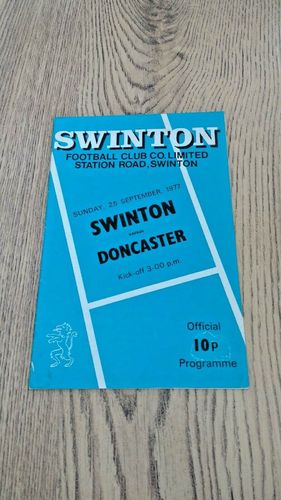Swinton v Doncaster Sept 1977 Rugby League Programme