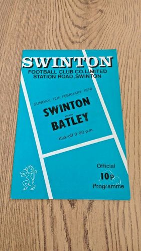 Swinton v Batley Feb 1978 Rugby League Programme