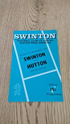 Swinton v Huyton Sept 1978 Rugby League Programme