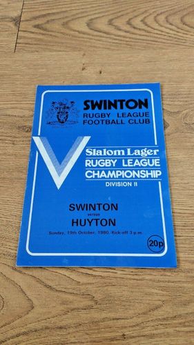 Swinton v Huyton Oct 1980 Rugby League Programme