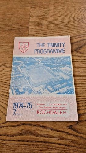 Wakefield Trinity v Rochdale Hornets Oct 1974 Rugby League Programme