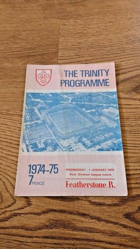 Wakefield Trinity v Featherstone Rovers Jan 1975 Rugby League Programme