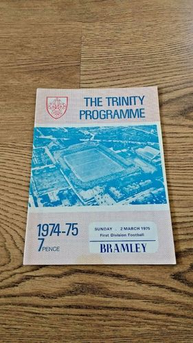 Wakefield Trinity v Bramley Mar 1975 Rugby League Programme