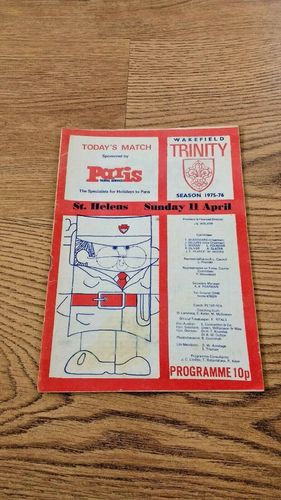 Wakefield Trinity v St Helens Apr 1976 Rugby League Programme