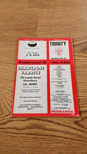 Wakefield Trinity v Featherstone Rovers Jan 1978 Rugby League Programme