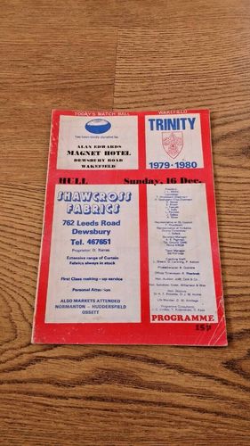 Wakefield Trinity v Hull Dec 1979 Rugby League Programme