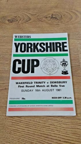 Wakefield Trinity v Dewsbury Aug 1981 Yorkshire Cup Rugby League Programme
