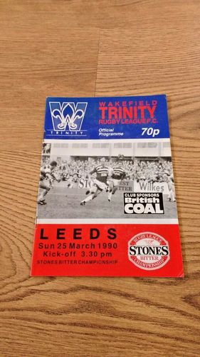 Wakefield Trinity v Leeds Mar 1990 Rugby League Programme