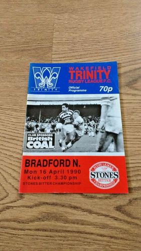 Wakefield Trinity v Bradford Northern Apr 1990 Rugby League Programme