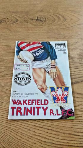 Wakefield Trinity v Hull Nov 1990 Rugby League Programme