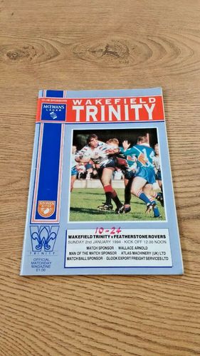 Wakefield Trinity v Featherstone Rovers Jan 1994 Rugby League Programme