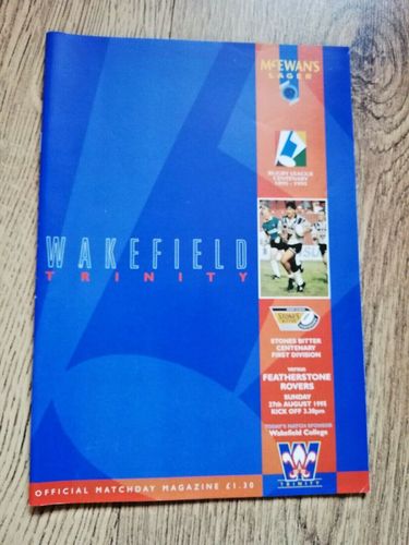 Wakefield Trinity v Featherstone Rovers Aug 1995 Rugby League Programme