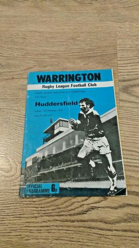 Warrington v Huddersfield Feb 1974 Challenge Cup Rugby League Programme