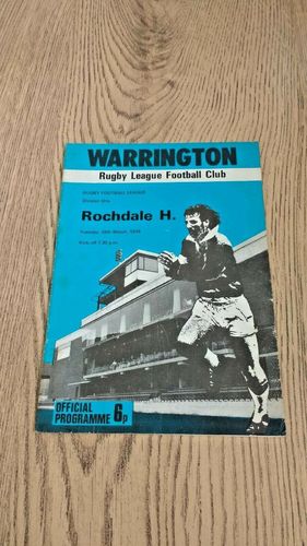 Warrington v Rochdale Hornets Mar 1974 Rugby League Programme