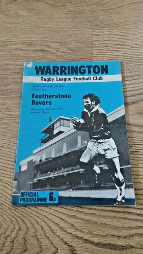 Warrington v Featherstone Rovers Mar 1974 Rugby League Programme