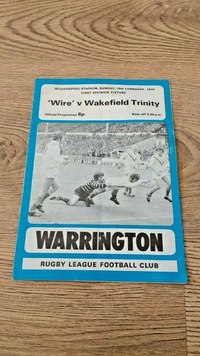 Warrington v Wakefield Feb 1975 Rugby League Programme
