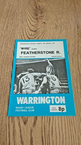 Warrington v Featherstone Rovers Jan 1976 Rugby League Programme