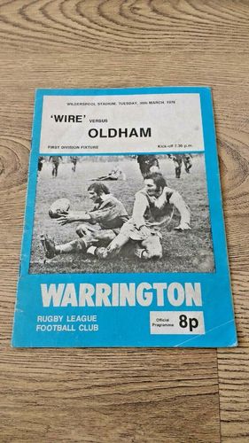 Warrington v Oldham Mar 1976 Rugby League Programme
