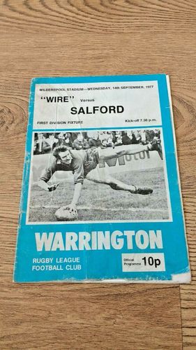 Warrington v Salford Sept 1977 Rugby League Programme