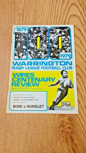 Warrington v Hunslet Dec 1979 Rugby League Programme