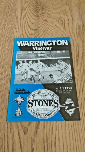 Warrington v Leeds Jan 1987 Rugby League Programme