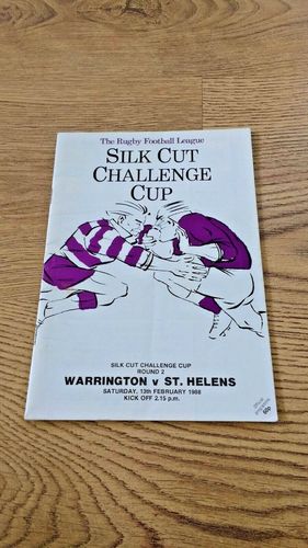 Warrington v St Helens Feb 1988 Challenge Cup Rugby League Programme