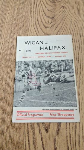 Wigan v Halifax Mar 1960 Rugby League Programme