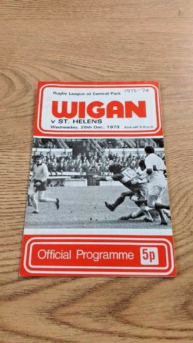 Wigan v St Helens Dec 1973 Rugby League Programme