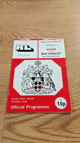 Wigan v New Hunslet Nov 1977 Rugby League Programme