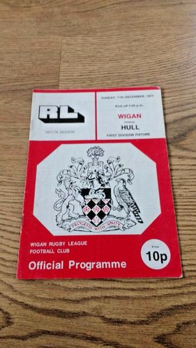 Wigan v Hull Dec 1977 Rugby League Programme