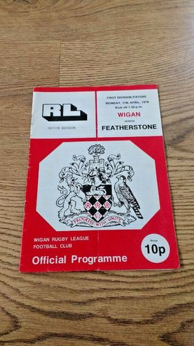 Wigan v Featherstone Apr 1978 Rugby League Programme