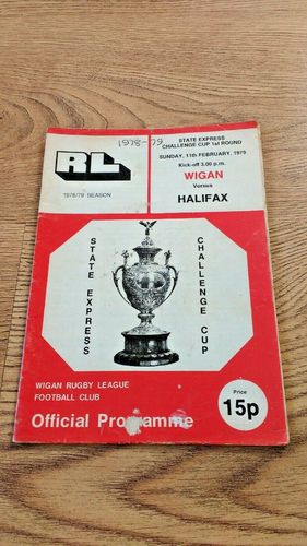 Wigan v Halifax Feb 1979 Challenge Cup Rugby League Programme
